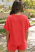 Orange Sequin USA Flag Star Graphic Corded T Shirt and Shorts Set